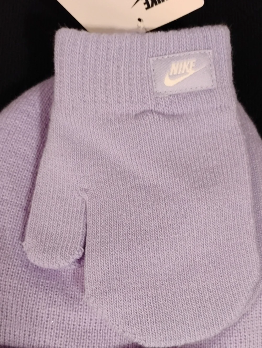 Nike toddler girls knit skull cap & mittens set iridescent logo NWT